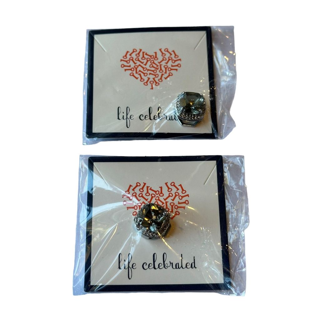 Keep Collective Pave Set Jewel - Black Diamond/Silver Charm Set of 2 New